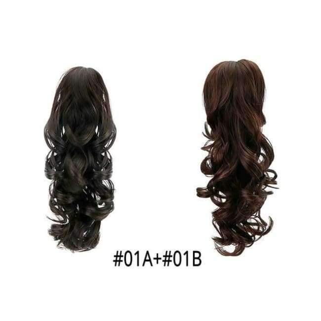 Planet+Gates+01A-01B+/+15inches+15"+Synthetic+Claw+Clip+On+Ponytail+Extensions+Hair+piece+Long+Curly+Clip+In+Hair+Human+Extensions+Heat+Resistant+Ponytail+Wig