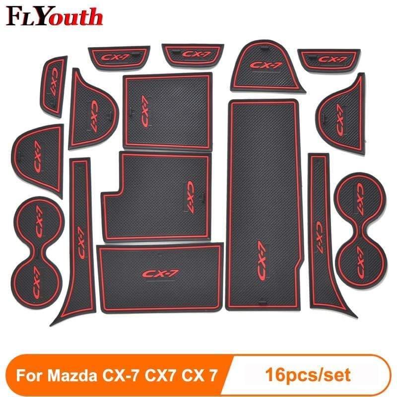 Planet+Gates+16pcs/set+3D+Rubber+Mat+Non-slip+Interior+Cup+Pad+Door+Groove+Mat+For+Mazda+CX-7+CX7+CX+7+Car+door+mat+Auto+Accessories+Styling