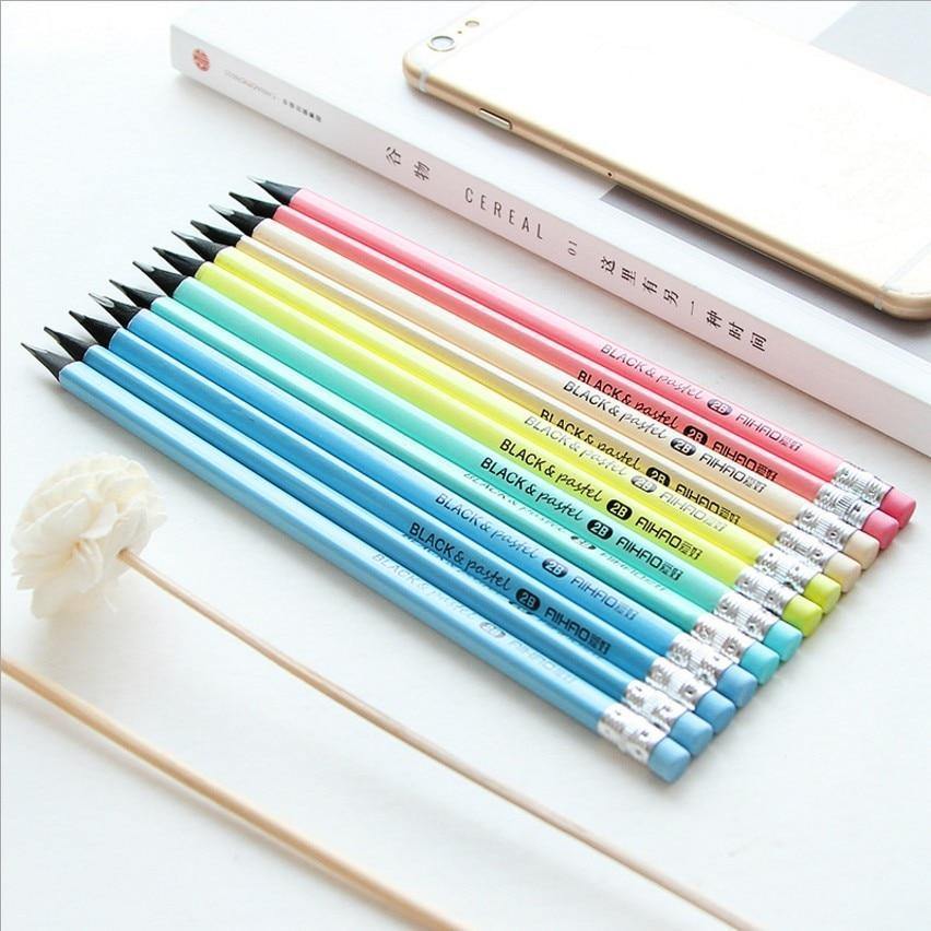 Planet+Gates+2B+1+set+HB/2B+Standard+Colors+Pencils+(with+eraser),+Triangular+pen+holder,+Black+wood,+Writing+or+drawing