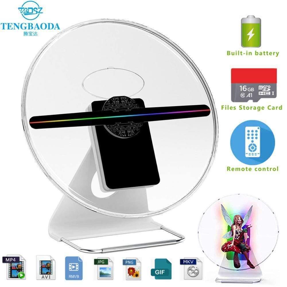 Planet+Gates+30cm+3D+advertising+hologram+fan+Projector+light+display+holographic+rechargeable+Desktop+hologram+16GB+256+LED+Lamp+beads