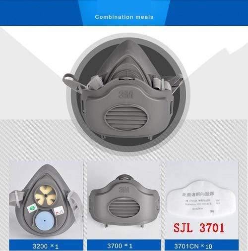 3M+3200+Half+Face+Mask+10pcs+SJL3701+Filters+N95+Gas+Respirator+Dust-proof+PM2.5+Cotton+for+Spray+Paint+Working+Mask