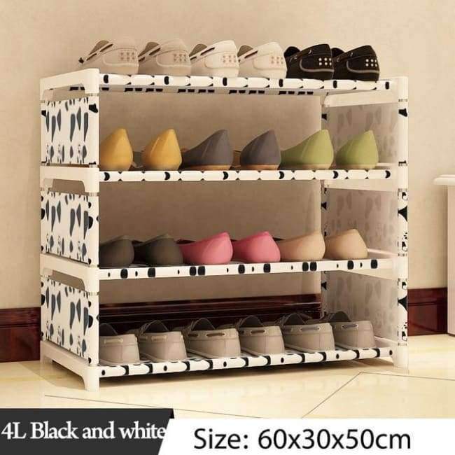 Planet+Gates+4L+Black+and+white+Multi+Layer+Shoe+Rack+Nonwovens+Steel+Pipe+Easy+to+install+home+Shoe+cabinet+Shelf+Storage+Organizer+Stand+Holder+Space+Saving