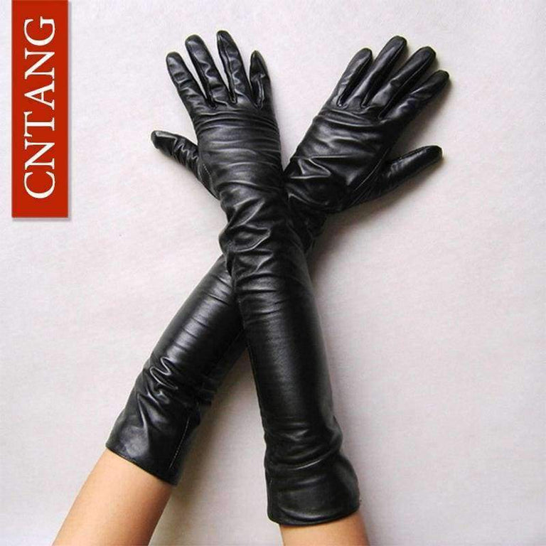 long leather gloves ladies