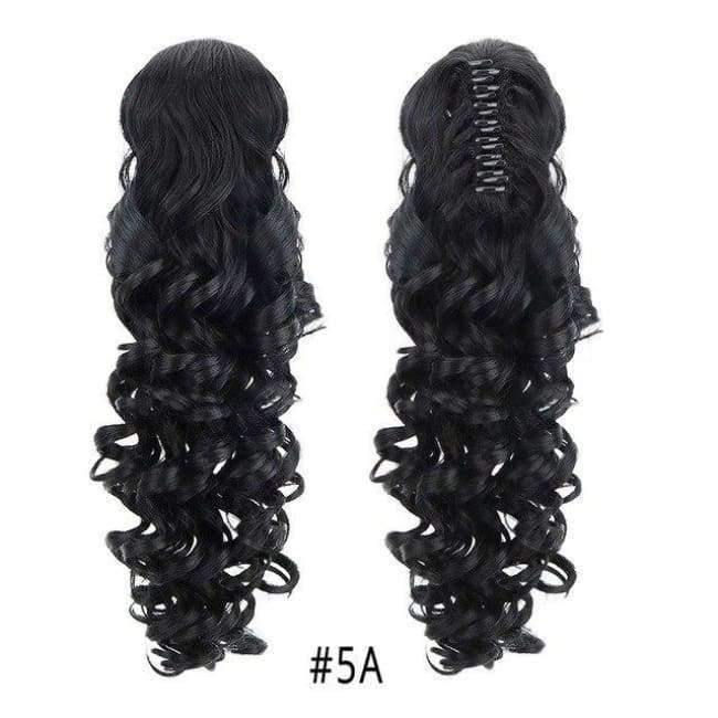 Planet+Gates+5A+/+18inches+18"+Curly+Synthetic+Ponytail+Wig+Hair+Extensions+Claw+On+Hairpiece+Long+Deep+Wave+Clip+In+Ponytail+Hair+Extension+Heat+Resistant