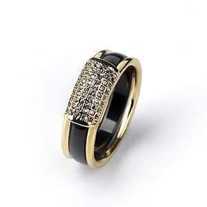 Planet+Gates+6+/+Black+Gold+2+pcs/Set+Hot+Sale+Fashion+585+Gold+Rings+With+Bling+Rhinestone+2+Layer+Black+White+Detachable+Ceramic+Rings+for+Women+Jewelry