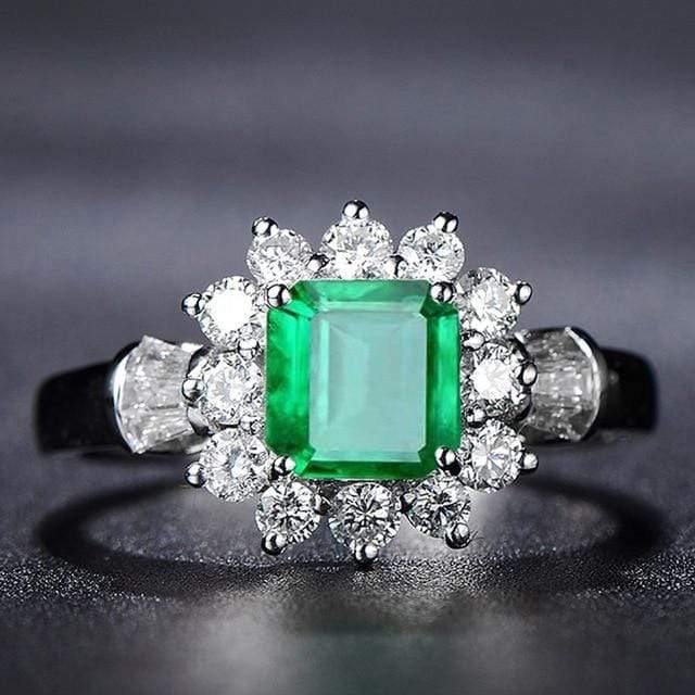 Planet+Gates+6+/+Green+925+Sterling+Silver+Jewelry+Ring+Natural+Emerald+Gemstone+Diamond+Rings+for+Women+Size+5-12