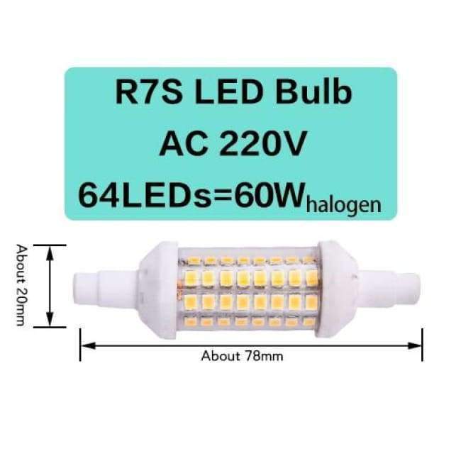 Planet+Gates+64LED+6W+78MM+/+Yes+/+Cold+White+R7S+J78+J118+Led+Bulb+Corn+Lamp+Dimmable+78mm+118mm+135mm+189mm+Replace+Halogen+150W+500W+Floodlight+Spot+Light+AC+220V+110V