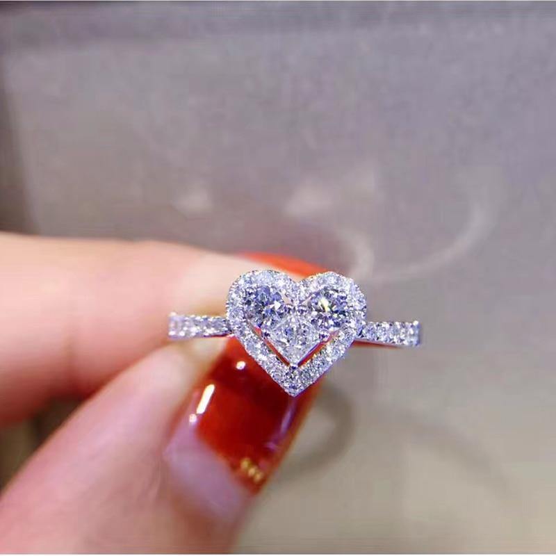 Planet+Gates+925+Sterling+Silver+ring+Simulated+Diamond+Heart+Rings+Wedding+Brand+Jewelry+for+Women+size+4,5,6,7,8,9,10