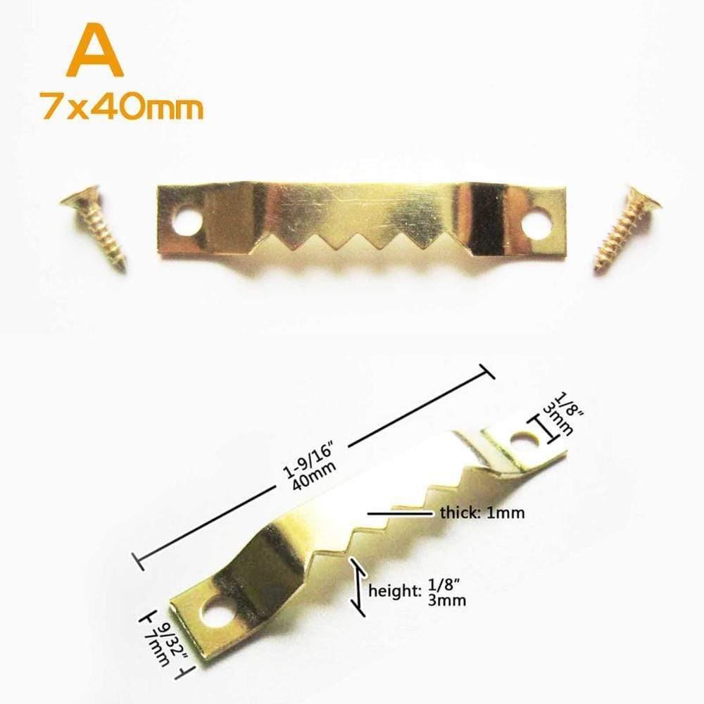 50pc+Golden+Saw+Tooth+Sawtooth+Hanging+Picture+Photo+Oil+Painting+Mirror+Frame+Hanger+Hook+Furniture+Accessorie+++Screw+A+7x40mm