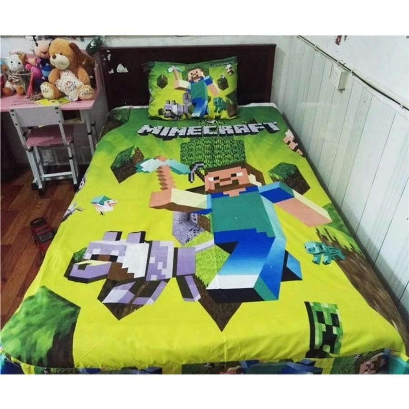 Cute Minecraft Bedding Set Cartoon Cotton Bed Linen For Children