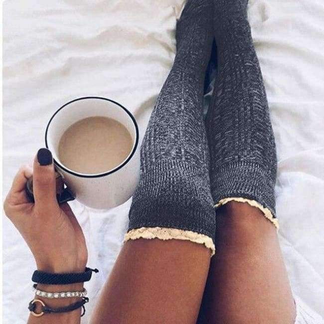 Planet+Gates+as+picture+/+Free+size+Winter+Womens+Stocking+Knitted+Crochet+Lace+Trim+Cotton+Over+The+Knee+Socks+Girls+Boot+Cuff+Knee-Socking+Thigh+Hosiery+Sock