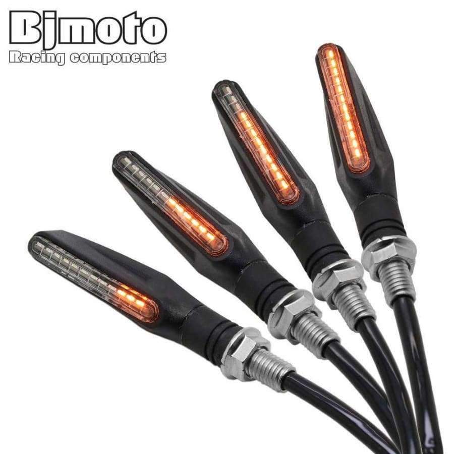 BJMOTO+4pcs+Flowing+LED+Motorcycle+Turn+Signal+Indicators+Sequential+Blinkers+Flashers+Flexible+Bendable+Amber+Light+Lamp