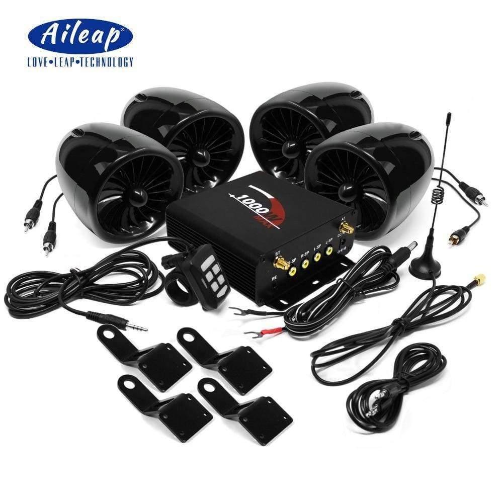 1000W+Motorcycle+Audio+4+Channel+Amplifier+Stereo+Bluetooth+Speaker+With+MP3+FM+Radio+USB+SD+Card+For+ATV/UTV/Boat/Marine