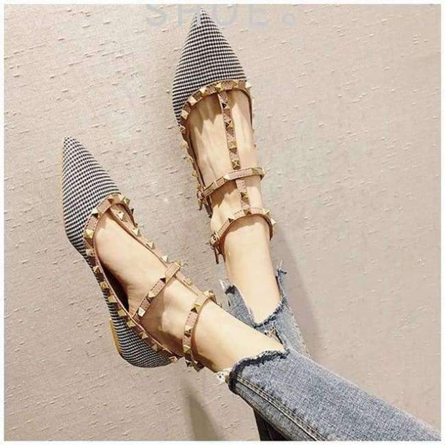 Planet+Gates+Black+/+5+SUOJIALUN+2018+New+Fashion+Autumn+Women++Flats+Shoes+Slip+On+Sandals+Pointed+Closed+Toe+Rivet+Ankle+Buckle+Flat+Heel+Shoes