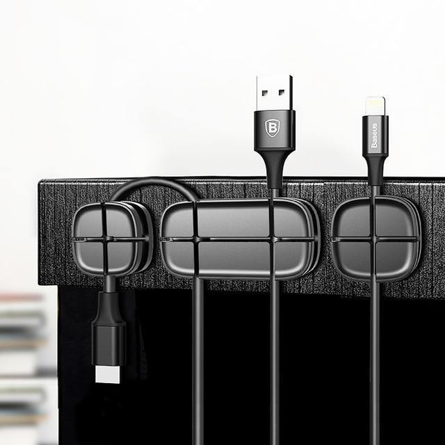 Planet+Gates+Black+Baseus+Mobile+Phone+Cable+Clip+For+Car+Desktop+Tidy+Charger+Cable+Organizer+For+Data+Cable+Digital+Wire+Charging+Cable+Winder