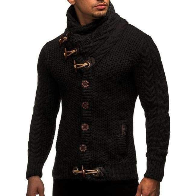 Planet+Gates+Black+/+L+Sweater+Cardigan+Men+2018+Male+Brand+Casual+Slim+Sweaters+Men+Horns+Buckle+Thick+Hedging+Turtleneck+Men'S+Sweater+XXL