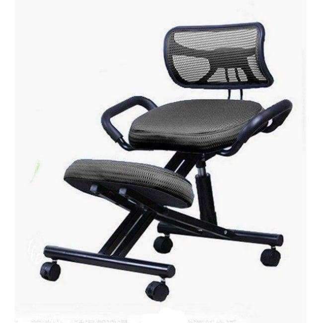 Planet+Gates+Black+mesh+cloth+Ergonomically+Designed+Knee+Chair+with+Back+and+Handle+Office+Kneeling+Chair+Ergonomic+Posture+Leather+Black+Chair+With+Caster