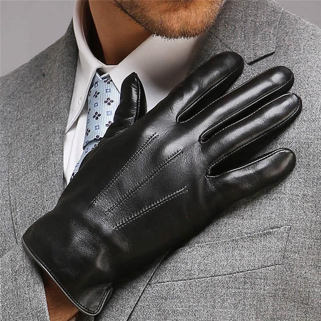 Planet+Gates+black+/+S+Genuine+Leather+Gloves+For+Men+Thermal+Winter+Touch+Screen+Sheepskin+Glove+Fashion+Slim+Wrist+Driving