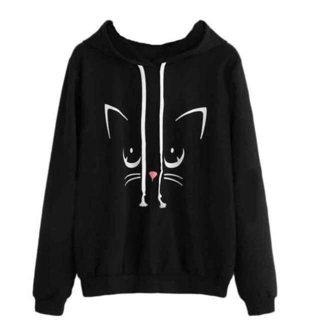 Planet+Gates+Black+/+S+Kawaii+Harajuku+Women+Sweatshirts+Hoodies+Cute+Cat+Printed+Long+Sleeve+Sweatshirt+Hooded+Pullover+Tops+Moletom+Sudadera+Mujer