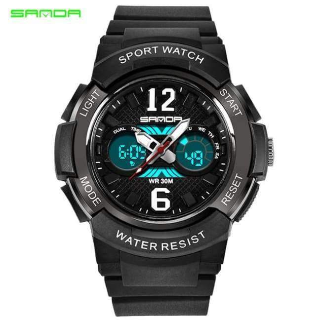 Planet+Gates+black+SANDA+Quartz+Sport+Children+Watches+LED+Digital+Watch+Boy+and+Girl+Student+Multi-functional+Waterproof+Electronic+Watch