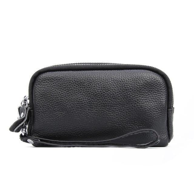 Planet+Gates+Black+Women+Wallet+Genuine+Leather+3+layers+Zipper+Wristlet+Bag+Big+Capacity+Lady+Clutch+Coin+Purse+Mobile+phone+bag+black