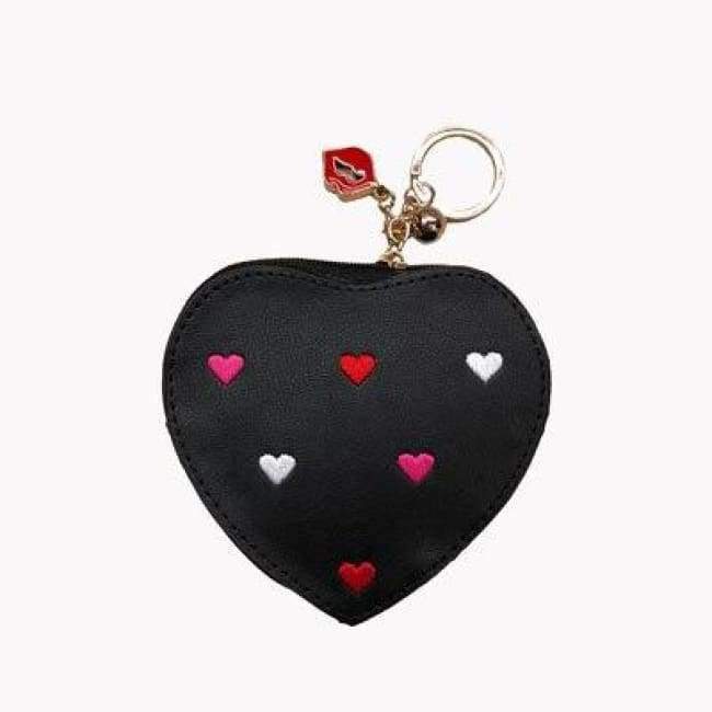 Planet+Gates+black+women+wallets+and+coin+purses+heart+dot+small+mini+leather+money+bags+for+girls+famous+designer+brands+card+headset+key+holder