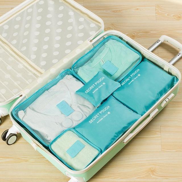 Planet+Gates+Blue+Packing+Cube+Travel+Bag+System+Durable+6+Pieces+One+Set+Large+Capacity+Of+Unisex+Clothing+Sorting+Organize+Bag