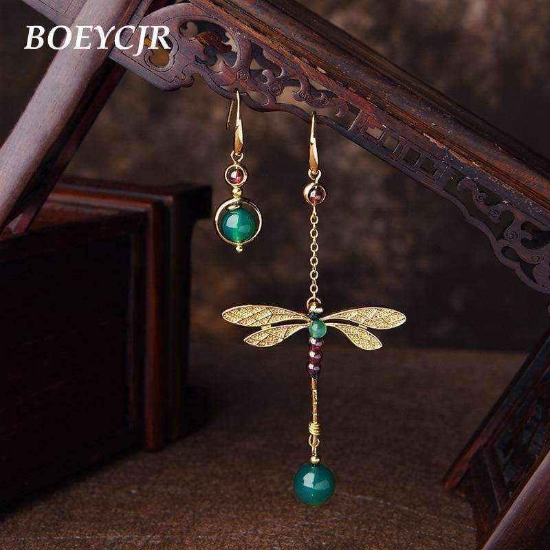 Planet+Gates+BOEYCJR+Ethnic+Vintage+Dragonfly+Stone+Bead+Asymmetric+Dangle+Earrings+Fashion+Jewelry+Drop+Hook+Earrings+For+Women+Gift+2018