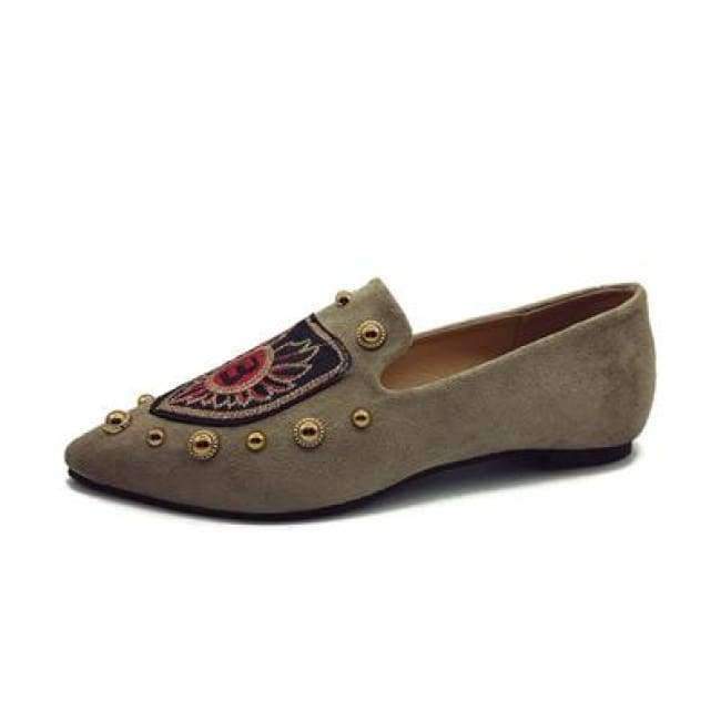 Planet+Gates+brown+embroider+W+/+6+Women+Flats+Cool+Golden+Rivet+Flat+Shoes+Women+Loafers+Ballet+Flats+Suede+Metal+Chain+Bees+Black+Shoes+Casual+Pointed+Toe+Slipon