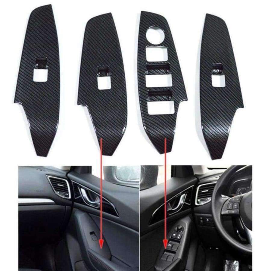 Planet+Gates+Car-Styling+Door+Window+Lift+Switch+Button+Panel+Cover+Armrest+Trim+Garnish+Sticker+Fit+For+MAZDA+3+Axela+LHD+Car+Accessories