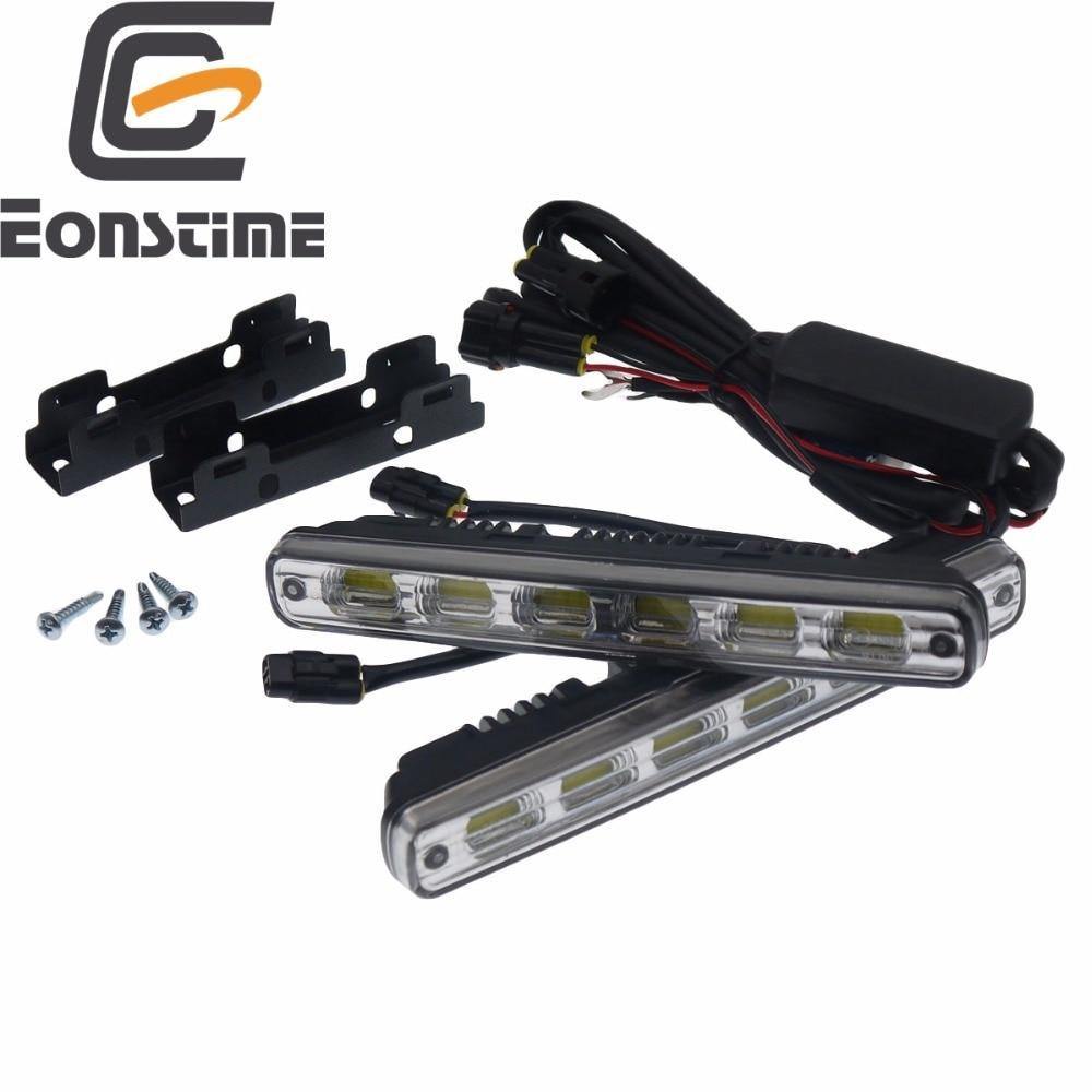 Planet+Gates+China+/+A++++2+lines+2pcs+White+Universal+DC+12V/24V+COB+LED+Daytime+Running+Light+Super+Car+DRL+Lamp+Installation+Bracket+Vehicles+12W+E4