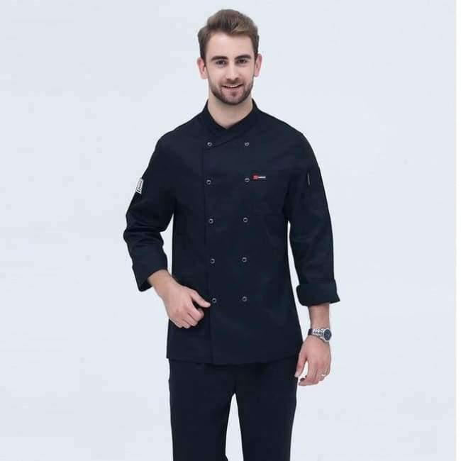 Planet+Gates+Coat1+/+One+Size+Black+Long+Sleeve+Master+Cook+Work+Uniforms+Restaurant+Hotel+BBQ+Kitchen+High+Quality+Workwear+Clothing+Food+Service+Chef+Tops