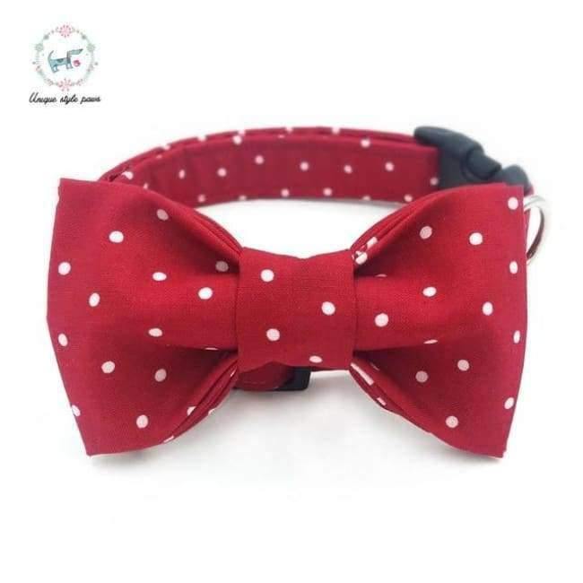 Planet+Gates+collar+with+bow+tie+/+XS+Red+and+White+dot++dog+collar+set+with+flower+or+bow+tie++personal+custom+pet+pupply+designer+product+dog+&cat+necklace+XS-XL