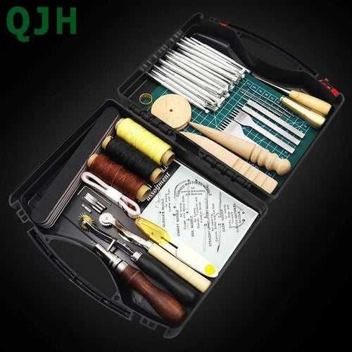 Leather Craft Tools Kit Wax Ropes Needles Hand Sewing Stitching