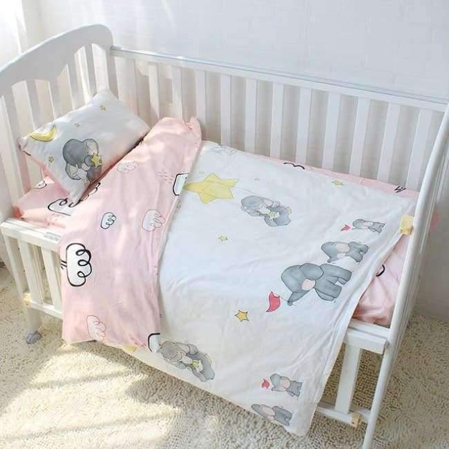 Planet+Gates+Elephant+3Pcs+3Pcs+Cotton+Crib+Bed+Linen+Kit+For+Boy+Girl+Cartoon+Baby+Bedding+Set+Includes+Pillowcase+Bed+Sheet+Duvet+Cover+Without+Filler