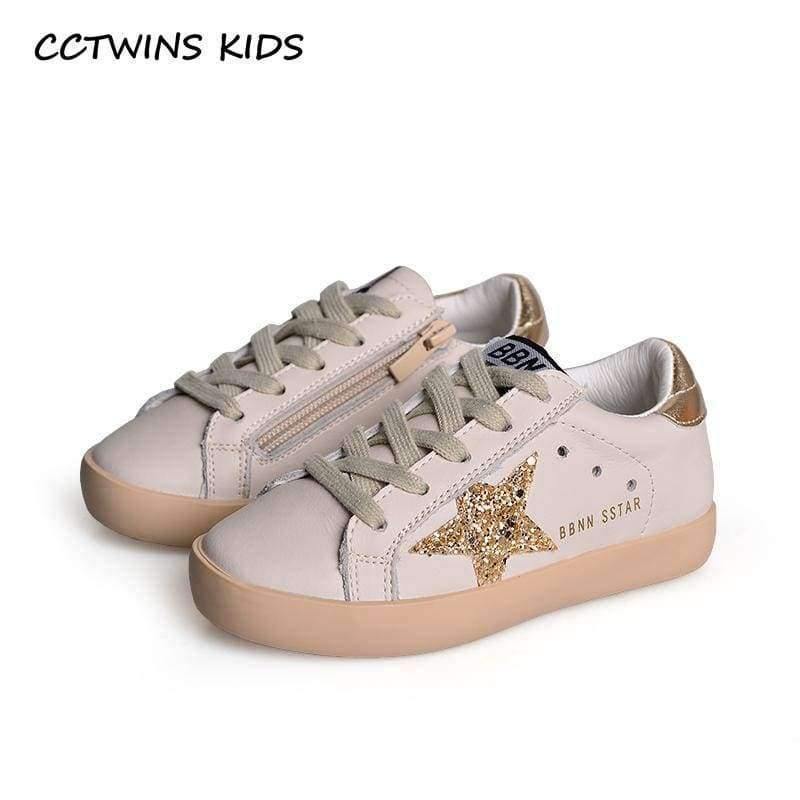 Fashion Baby Girl Sport Star Gold Shoe 