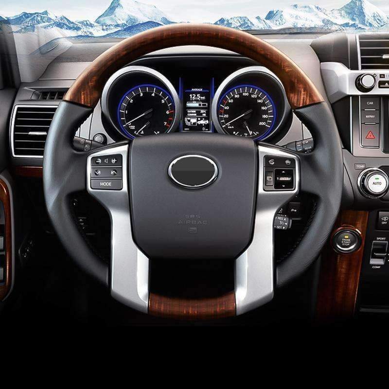 Planet+Gates+For+Toyota+Land+Cruiser+150+Prado+LC150+FJ150+2010-2018+Interior+Steering+Wheel+Cover+Trim+Chrome+Car+Styling+Accessories