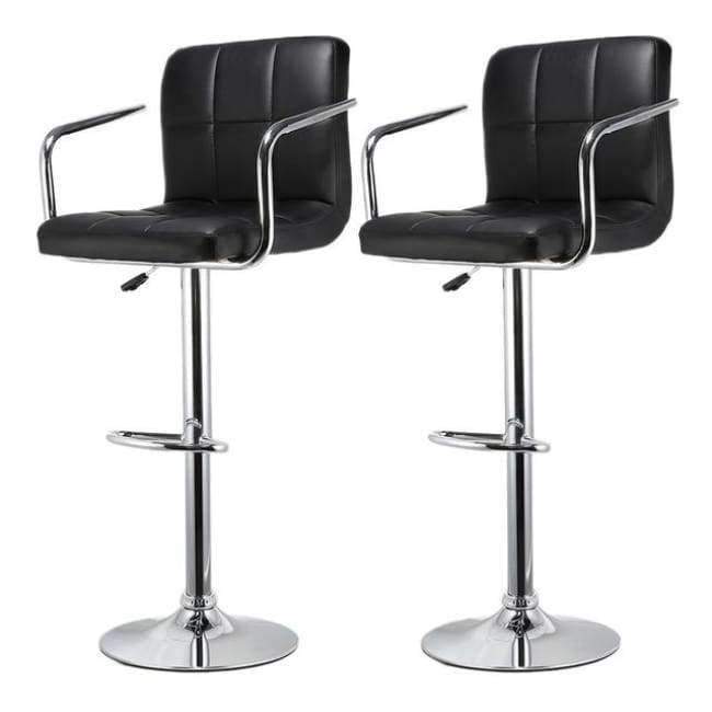 Planet+Gates+France+/+Black+JEOBEST+2Pcs+Synthetic+Swivel+Bar+Stools+Stainless+Steel+Adjustable+Height+Chairs+with+Footrest+Barstool+Chair+DE+FR+Stock+HWC