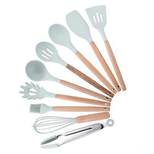 Planet+Gates+Green+9pcs-A+9/10/12pcs+Cooking+Tools+Set+Premium+Silicone+Kitchen+Cooking+Utensils+Set+With+Storage+Box+Turner+Tongs+Spatula+Soup+Spoon