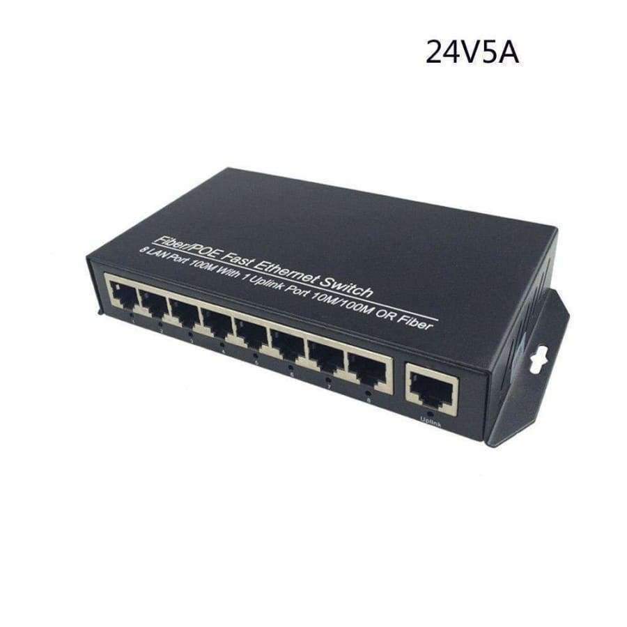 Planet+Gates+High+quality+8+Ports+10/100Mbps+PoE+Switch+Power+Adapter+24V5A+For+CCTV+Network+POE+IP+Cameras+NVR+wireless+AP