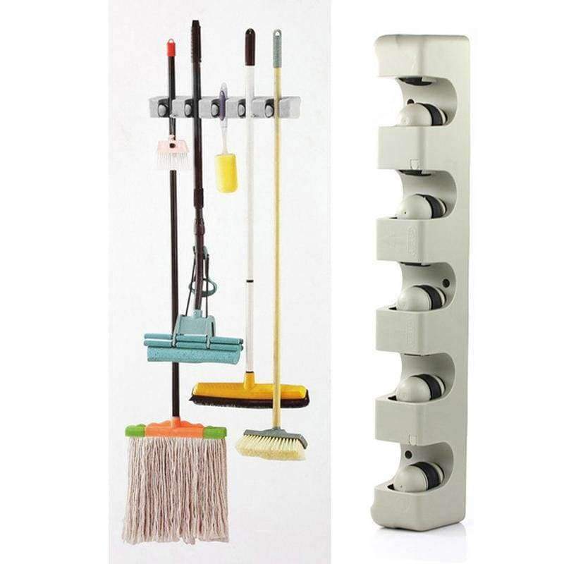 Planet+Gates+Kitchen+Organizer+5+Position+Mop+Broom+Holder+Tool+Wall+Shelf+Mounted+Storage+Hanger+Bathroom+Mop+Broom+Holder+Organizing+Tools