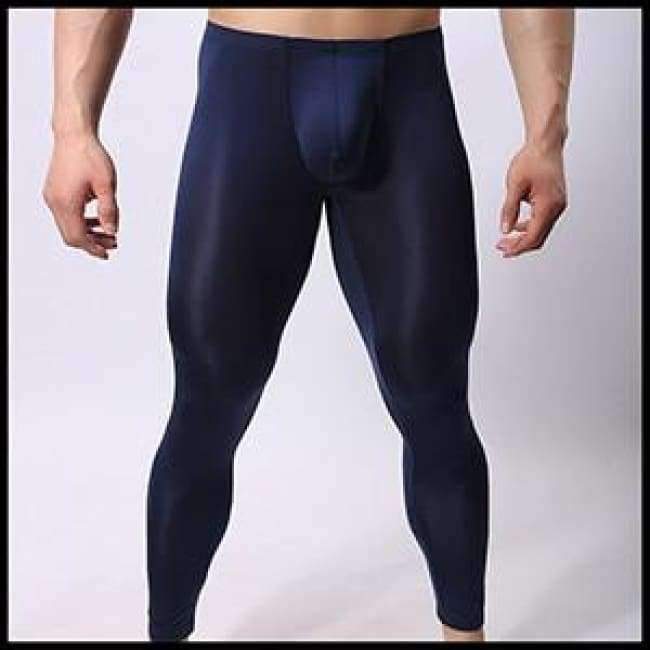 Planet+Gates+navy+blue+/+S+Man+Sexy+Sheer+Pajama+Pants/Ice+Silk+Pouch+Transparent+Leggings/Gay+Spandex+Lounge+Underwear