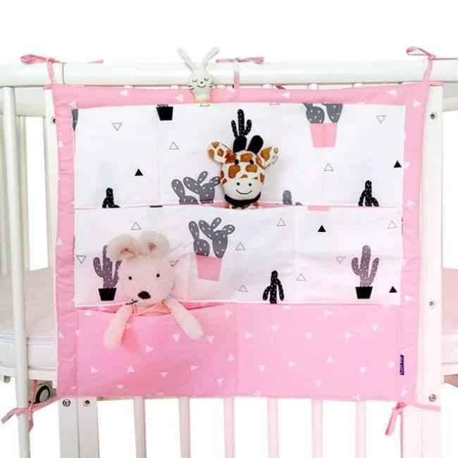 Planet+Gates+Pink+Cactus+Bed+Hanging+Storage+Bag+Baby+Cot+Bed+Brand+Baby+Cotton+Crib+Organizer+50*60cm+Toy+Diaper+Pocket+for+Crib+Bedding+Set