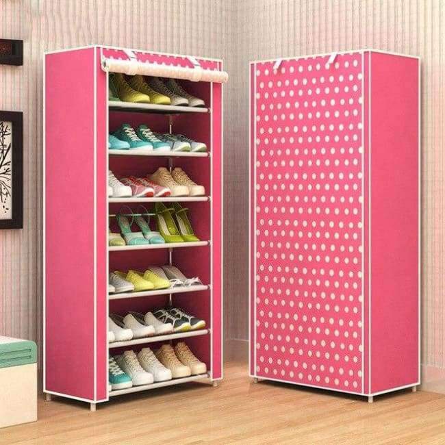 Planet+Gates+Pink+dots+New+style+Shoe+rack+8-layer+7-grid+Non-woven+fabrics+large+shoes+rack+stand+removable+shoe+storage+for+home+furniture