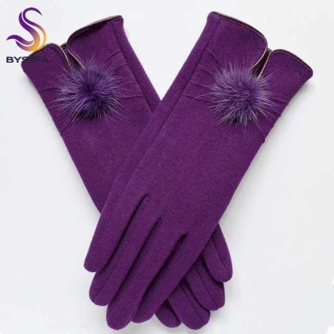 Planet+Gates+purple+[BYSIFA]+Women+Mink+ball+Wool+Gloves+Fashion+Opening+Design+Winter+Ladies+Gloves+New+Trendy+Elegant+Soft+Black+Mittens+Gloves