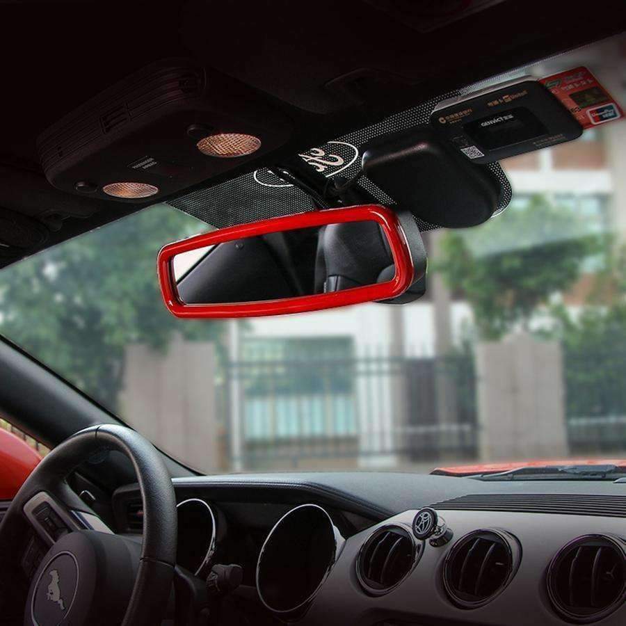 Chrome Rearview Mirror Trim Car Interior Accessories For Ford Mustang 2015 2016 2017 Car Styling