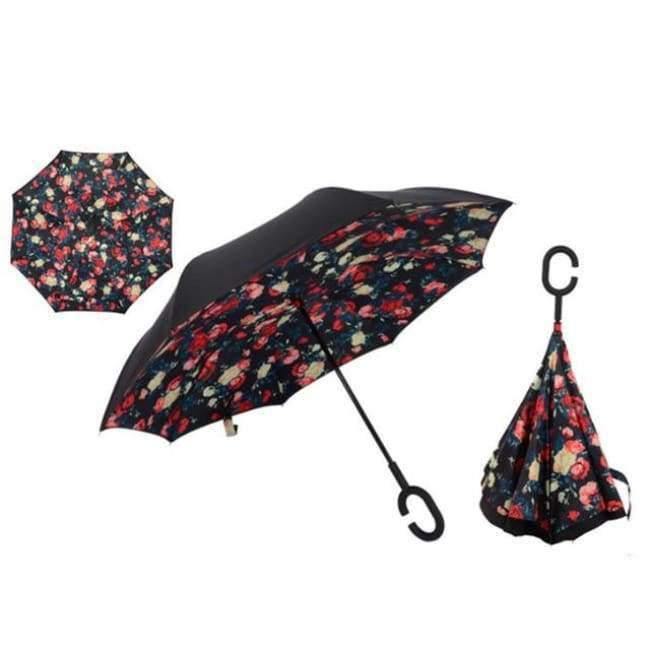 Planet+Gates+Red+Floral+Folding+Reverse+Umbrella+Double+Layer+Inverted+Windproof++Rain+Car+Umbrellas+For+Women