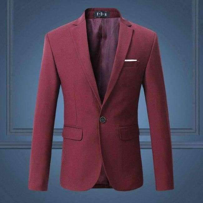 Planet+Gates+Red+wine+/+S+High+Quality+Gentleman+Men+Slim+Casual+White+Suit+,+Large+Size+Brands+Men's+business+Casual+Flow+of+Pure+Color+Blazers+Men