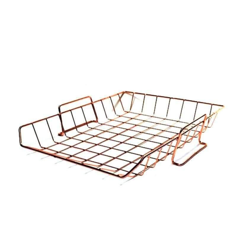 Planet+Gates+Rose+Golden+Office+School+Supplies+Desk+Accessories+Organizer+File+Tray+Mesh+Wire+Metal+Document+Tray+Stackable+File+Tray