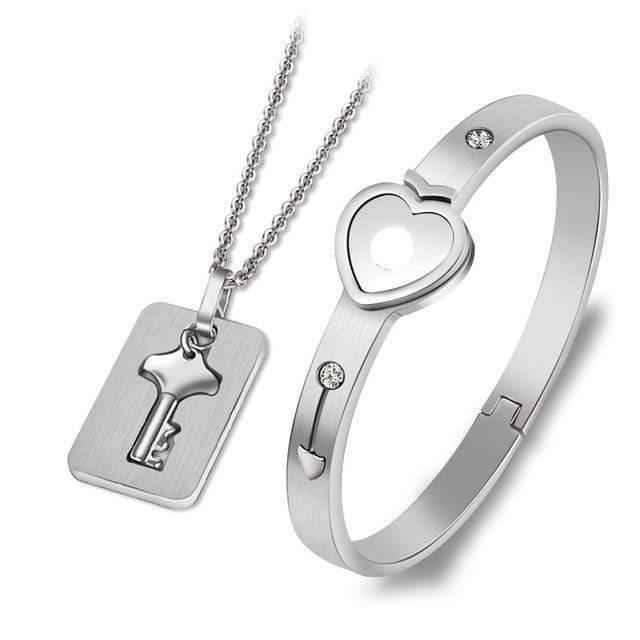 Planet+Gates+Silver+Plated+Lovers+Jewelry+Love+Heart+Lock+Bracelet+Stainless+Steel+Bracelets+Bangles+Key+Pendant+Necklace+Jewelry+Dropshipping